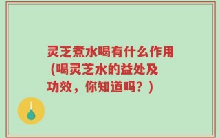 灵芝煮水喝有什么作用 (喝灵芝水的益处及功效，你知道吗？)