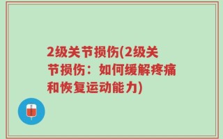 2级关节损伤(2级关节损伤：如何缓解疼痛和恢复运动能力)
