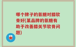 哪个牌子的氨糖对膝软骨好(某品牌的氨糖有助于改善膝关节软骨问题)