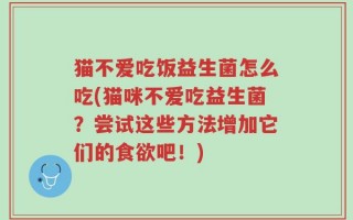 猫不爱吃饭益生菌怎么吃(猫咪不爱吃益生菌？尝试这些方法增加它们的食欲吧！)