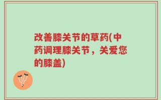 改善膝关节的草药(中药调理膝关节，关爱您的膝盖)