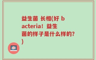 益生菌 长相(好 bacteria！益生菌的样子是什么样的？)