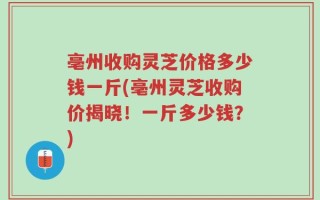 亳州收购灵芝价格多少钱一斤(亳州灵芝收购价揭晓！一斤多少钱？)