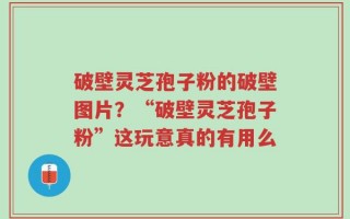 破壁灵芝孢子粉的破壁图片？“破壁灵芝孢子粉”这玩意真的有用么