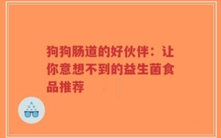 狗狗肠道的好伙伴：让你意想不到的益生菌食品推荐