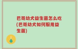 巴哥幼犬益生菌怎么吃(巴哥幼犬如何服用益生菌)