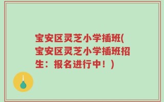 宝安区灵芝小学插班(宝安区灵芝小学插班招生：报名进行中！)
