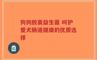 狗狗胶囊益生菌 呵护爱犬肠道健康的优质选择