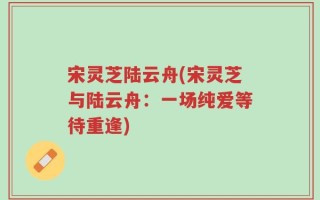 宋灵芝陆云舟(宋灵芝与陆云舟：一场纯爱等待重逢)