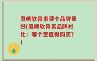 氨糖软骨素哪个品牌更好(氨糖软骨素品牌对比：哪个更值得购买？)