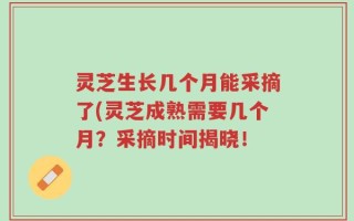 灵芝生长几个月能采摘了(灵芝成熟需要几个月？采摘时间揭晓！