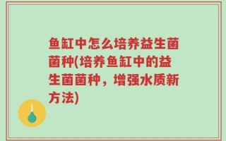 鱼缸中怎么培养益生菌菌种(培养鱼缸中的益生菌菌种，增强水质新方法)