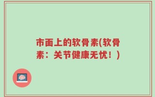 市面上的软骨素(软骨素：关节健康无忧！)