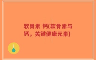 软骨素 钙(软骨素与钙，关键健康元素)
