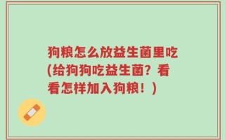 狗粮怎么放益生菌里吃(给狗狗吃益生菌？看看怎样加入狗粮！)