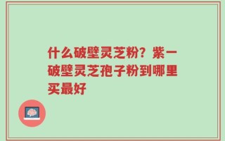 什么破壁灵芝粉？紫一破壁灵芝孢子粉到哪里买最好