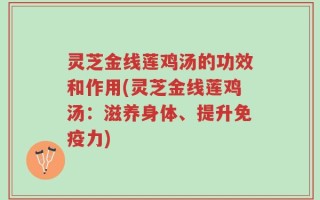 灵芝金线莲鸡汤的功效和作用(灵芝金线莲鸡汤：滋养身体、提升免疫力)