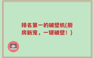 排名第一的破壁机(厨房新宠，一键破壁！)