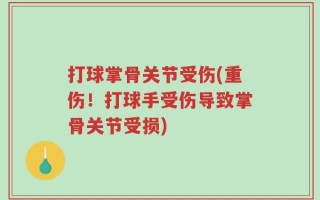 打球掌骨关节受伤(重伤！打球手受伤导致掌骨关节受损)