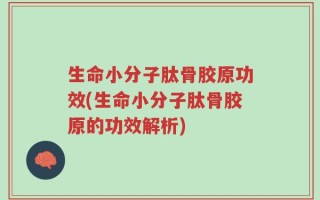 生命小分子肽骨胶原功效(生命小分子肽骨胶原的功效解析)