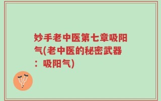 妙手老中医第七章吸阳气(老中医的秘密武器：吸阳气)