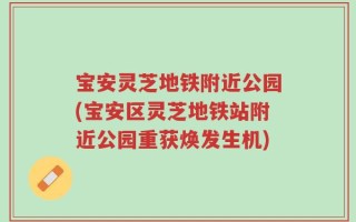 宝安灵芝地铁附近公园(宝安区灵芝地铁站附近公园重获焕发生机)