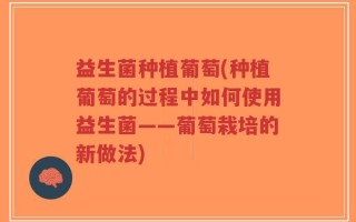 益生菌种植葡萄(种植葡萄的过程中如何使用益生菌——葡萄栽培的新做法)