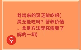 养出来的灵芝能吃吗(灵芝能吃吗？营养价值、食用方法等你需要了解的一切)