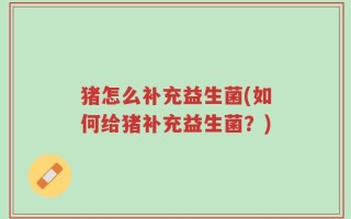 猪怎么补充益生菌(如何给猪补充益生菌？)