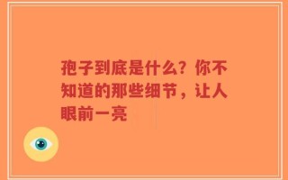 孢子到底是什么？你不知道的那些细节，让人眼前一亮