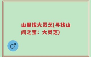 山里找大灵芝(寻找山间之宝：大灵芝)