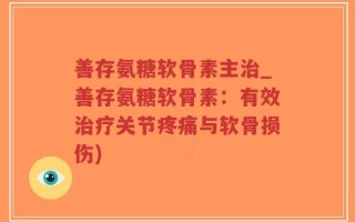 善存氨糖软骨素主治_善存氨糖软骨素：有效治疗关节疼痛与软骨损伤)