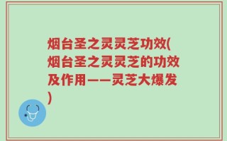 烟台圣之灵灵芝功效(烟台圣之灵灵芝的功效及作用——灵芝大爆发)