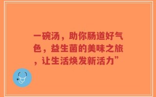 一碗汤，助你肠道好气色，益生菌的美味之旅，让生活焕发新活力”