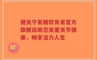 健关宁氨糖软骨素官方旗舰店助您关爱关节健康，畅享活力人生