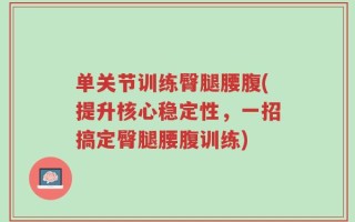 单关节训练臀腿腰腹(提升核心稳定性，一招搞定臀腿腰腹训练)