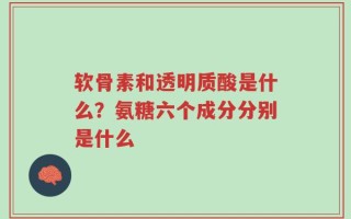 软骨素和透明质酸是什么？氨糖六个成分分别是什么