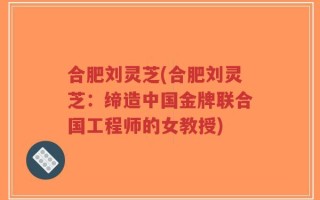 合肥刘灵芝(合肥刘灵芝：缔造中国金牌联合国工程师的女教授)