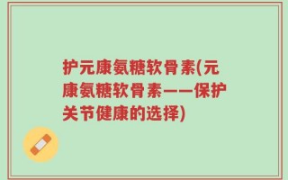 护元康氨糖软骨素(元康氨糖软骨素——保护关节健康的选择)