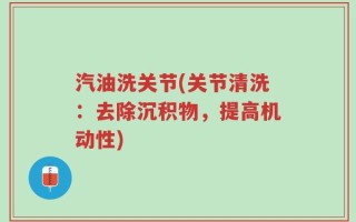 汽油洗关节(关节清洗：去除沉积物，提高机动性)