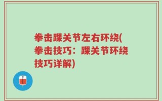 拳击踝关节左右环绕(拳击技巧：踝关节环绕技巧详解)