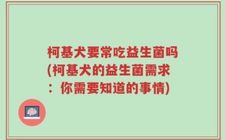 柯基犬要常吃益生菌吗(柯基犬的益生菌需求：你需要知道的事情)