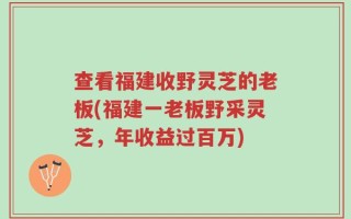 查看福建收野灵芝的老板(福建一老板野采灵芝，年收益过百万)