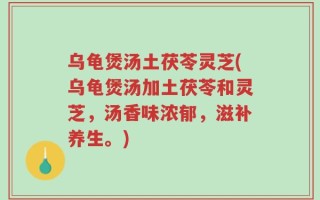 乌龟煲汤土茯苓灵芝(乌龟煲汤加土茯苓和灵芝，汤香味浓郁，滋补养生。)