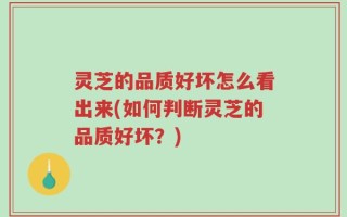 灵芝的品质好坏怎么看出来(如何判断灵芝的品质好坏？)