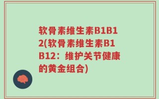 软骨素维生素B1B12(软骨素维生素B1B12：维护关节健康的黄金组合)