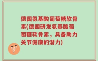 德国氨基酸葡萄糖软骨素(德国研发氨基酸葡萄糖软骨素，具备助力关节健康的潜力)