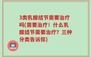 3类乳腺结节需要治疗吗(需要治疗！什么乳腺结节需要治疗？三种分类告诉你)