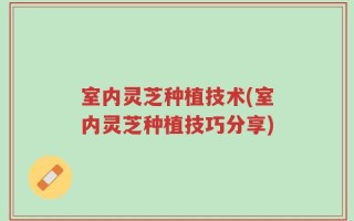 室内灵芝种植技术(室内灵芝种植技巧分享)