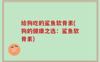 给狗吃的鲨鱼软骨素(狗的健康之选：鲨鱼软骨素)